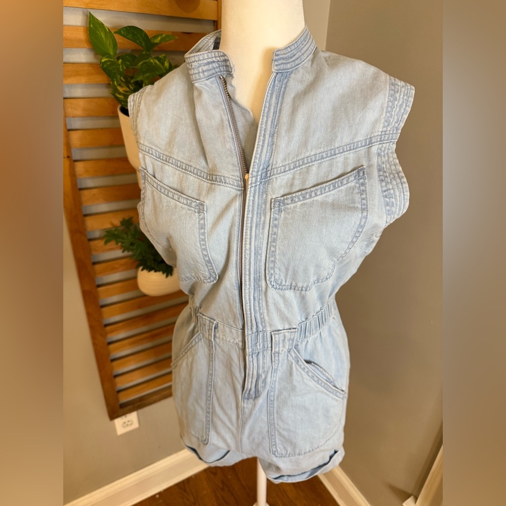 TopShop Denim Zipper Front Romper